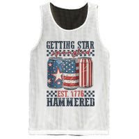 Funny Beer Getting Star Spangled Hammered 4th Of July Preppy Mesh Reversible Basketball Jersey Tank