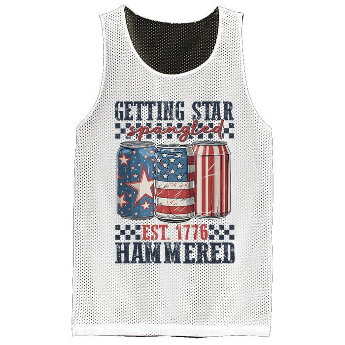 Funny Beer Getting Star Spangled Hammered 4th Of July Preppy Mesh Reversible Basketball Jersey Tank