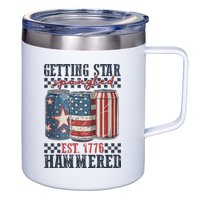 Funny Beer Getting Star Spangled Hammered 4th Of July Preppy 12oz Stainless Steel Coffee Mug