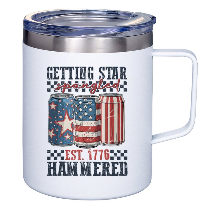 Funny Beer Getting Star Spangled Hammered 4th Of July Preppy 12oz Stainless Steel Coffee Mug