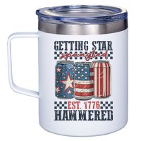 Funny Beer Getting Star Spangled Hammered 4th Of July Preppy 12oz Stainless Steel Coffee Mug