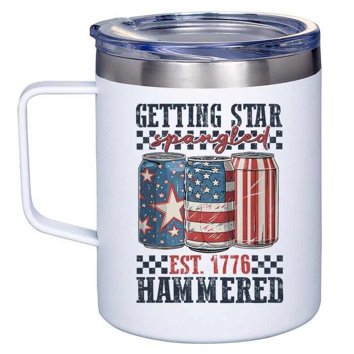 Funny Beer Getting Star Spangled Hammered 4th Of July Preppy 12oz Stainless Steel Coffee Mug