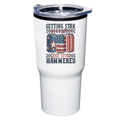 Funny Beer Getting Star Spangled Hammered 4th Of July Preppy Tumbler