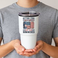 Funny Beer Getting Star Spangled Hammered 4th Of July Preppy Tumbler
