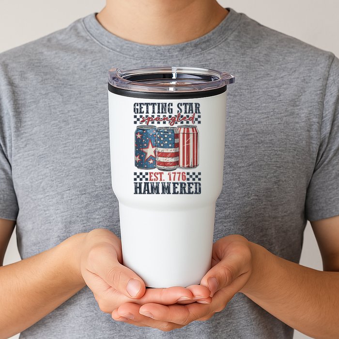 Funny Beer Getting Star Spangled Hammered 4th Of July Preppy Tumbler
