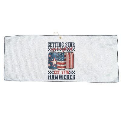 Funny Beer Getting Star Spangled Hammered 4th Of July Preppy Large Microfiber Waffle Golf Towel