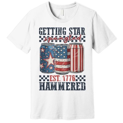 Funny Beer Getting Star Spangled Hammered 4th Of July Preppy Premium T-Shirt