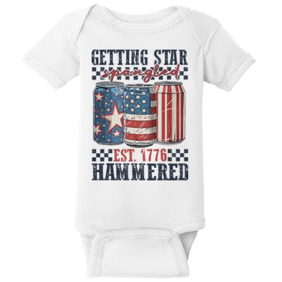 Funny Beer Getting Star Spangled Hammered 4th Of July Preppy Baby Bodysuit