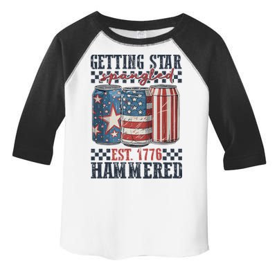 Funny Beer Getting Star Spangled Hammered 4th Of July Preppy Toddler Fine Jersey T-Shirt