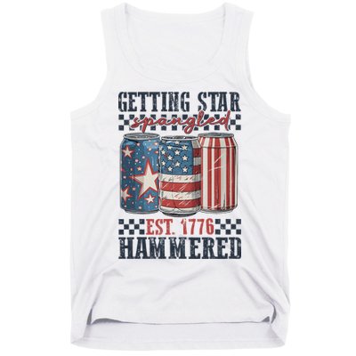 Funny Beer Getting Star Spangled Hammered 4th Of July Preppy Tank Top