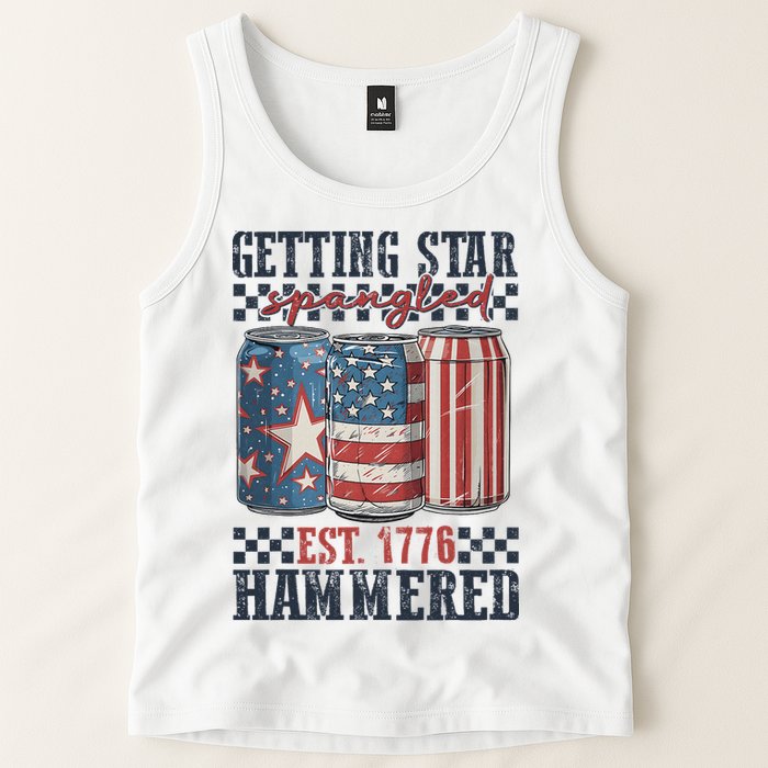 Funny Beer Getting Star Spangled Hammered 4th Of July Preppy Tank Top