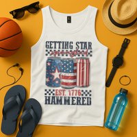 Funny Beer Getting Star Spangled Hammered 4th Of July Preppy Tank Top