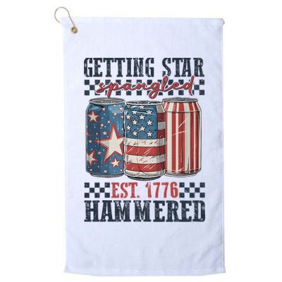 Funny Beer Getting Star Spangled Hammered 4th Of July Preppy Golf Towel