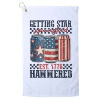 Funny Beer Getting Star Spangled Hammered 4th Of July Preppy Golf Towel