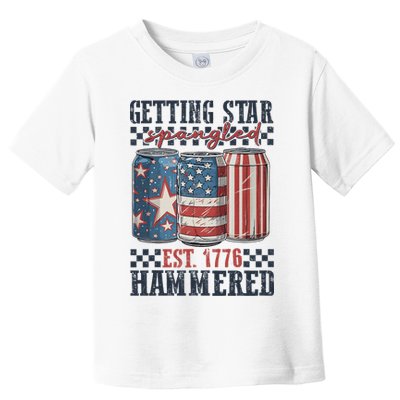Funny Beer Getting Star Spangled Hammered 4th Of July Preppy Toddler T-Shirt