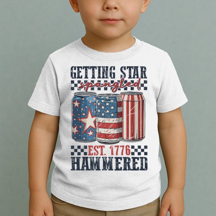 Funny Beer Getting Star Spangled Hammered 4th Of July Preppy Toddler T-Shirt