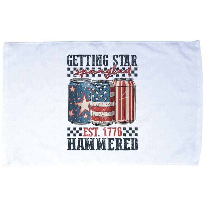Funny Beer Getting Star Spangled Hammered 4th Of July Preppy Microfiber Hand Towel