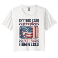 Funny Beer Getting Star Spangled Hammered 4th Of July Preppy Crop Top