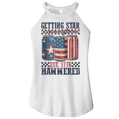 Funny Beer Getting Star Spangled Hammered 4th Of July Preppy Women's Perfect Tri Rocker Tank