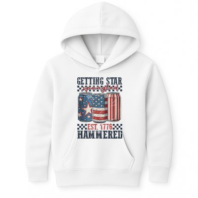 Funny Beer Getting Star Spangled Hammered 4th Of July Preppy Kids Hoodie