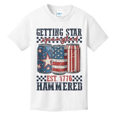 Funny Beer Getting Star Spangled Hammered 4th Of July Preppy Kids T-Shirt