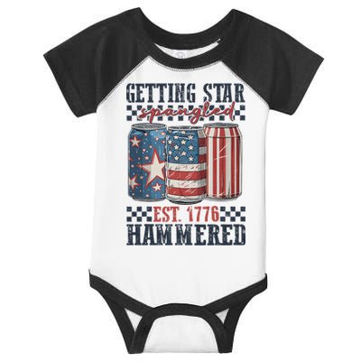 Funny Beer Getting Star Spangled Hammered 4th Of July Preppy Infant Baby Jersey Bodysuit