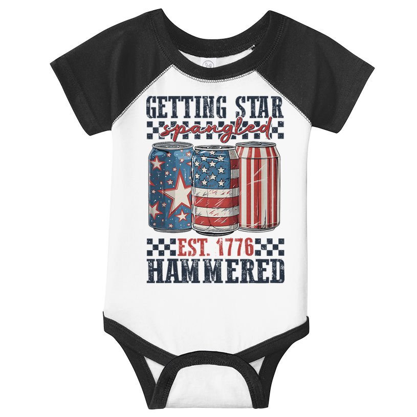 Funny Beer Getting Star Spangled Hammered 4th Of July Preppy Infant Baby Jersey Bodysuit