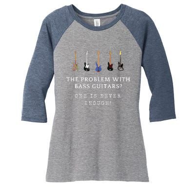 Funny Bass Guitar Women's Tri-Blend 3/4-Sleeve Raglan Shirt