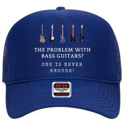 Funny Bass Guitar High Crown Mesh Back Trucker Hat