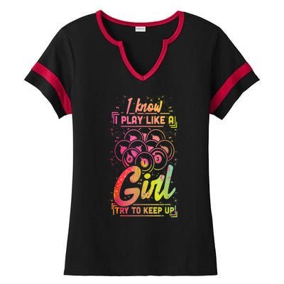 Funny Billiards Gift Team Play Like A Girl Gift Ideas For Fan Ladies Halftime Notch Neck Tee