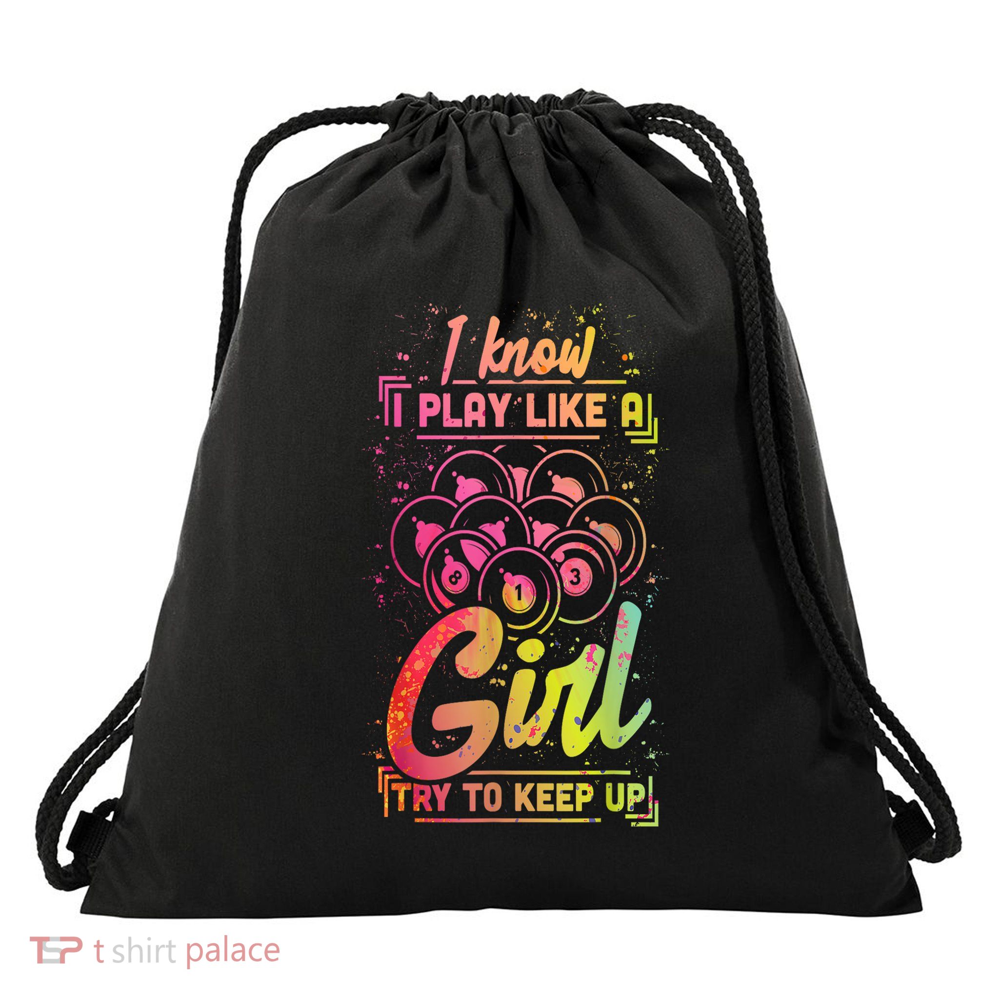 Funny Billiards Gift Team Play Like A Girl Gift Ideas For Fan Drawstring Bag