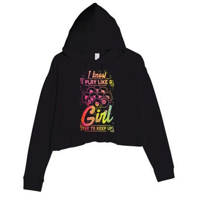 Funny Billiards Gift Team Play Like A Girl Gift Ideas For Fan Crop Fleece Hoodie