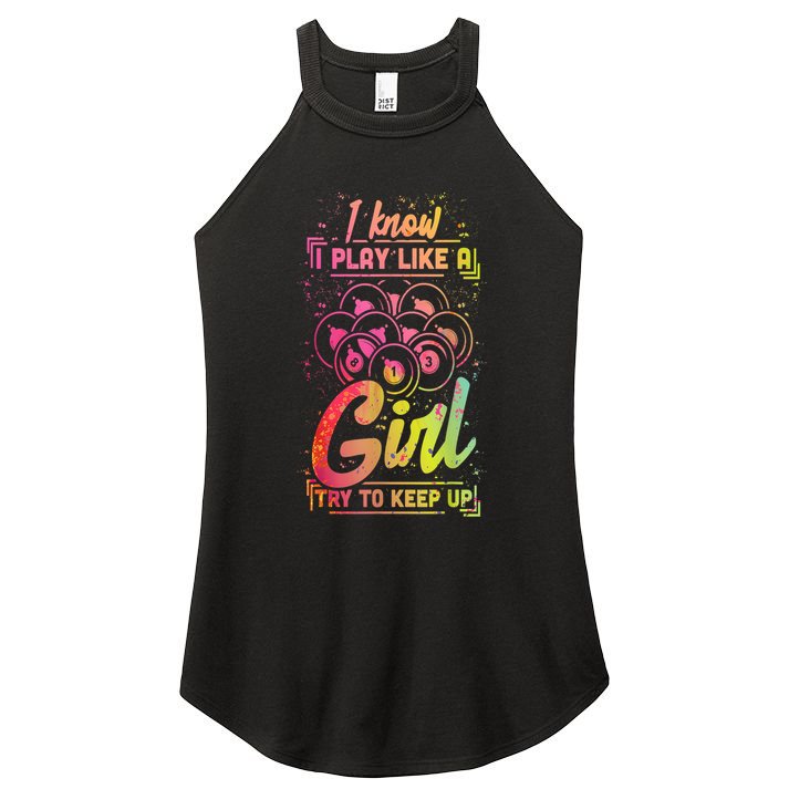 Funny Billiards Gift Team Play Like A Girl Gift Ideas For Fan Women's Perfect Tri Rocker Tank