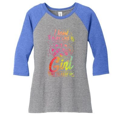 Funny Billiards Gift Team Play Like A Girl Gift Ideas For Fan Women's Tri-Blend 3/4-Sleeve Raglan Shirt