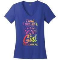 Funny Billiards Gift Team Play Like A Girl Gift Ideas For Fan Women's V-Neck T-Shirt