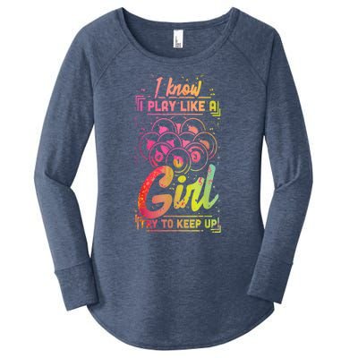 Funny Billiards Gift Team Play Like A Girl Gift Ideas For Fan Women's Perfect Tri Tunic Long Sleeve Shirt