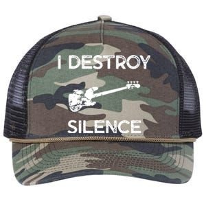 Funny Bass Guitar I Destroy Silence Retro Rope Trucker Hat Cap