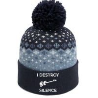 Funny Bass Guitar I Destroy Silence The Baniff Cuffed Pom Beanie