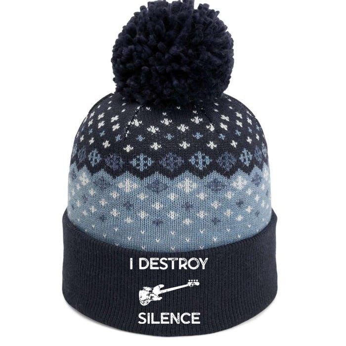 Funny Bass Guitar I Destroy Silence The Baniff Cuffed Pom Beanie