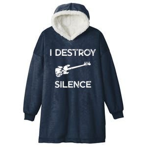 Funny Bass Guitar I Destroy Silence Hooded Wearable Blanket