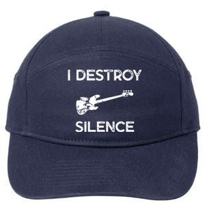 Funny Bass Guitar I Destroy Silence 7-Panel Snapback Hat