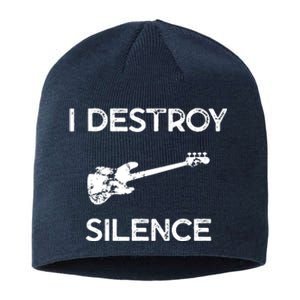 Funny Bass Guitar I Destroy Silence Sustainable Beanie