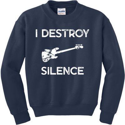 Funny Bass Guitar I Destroy Silence Kids Sweatshirt