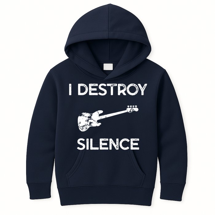 Funny Bass Guitar I Destroy Silence Kids Hoodie