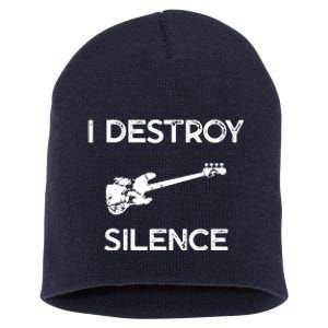 Funny Bass Guitar I Destroy Silence Short Acrylic Beanie