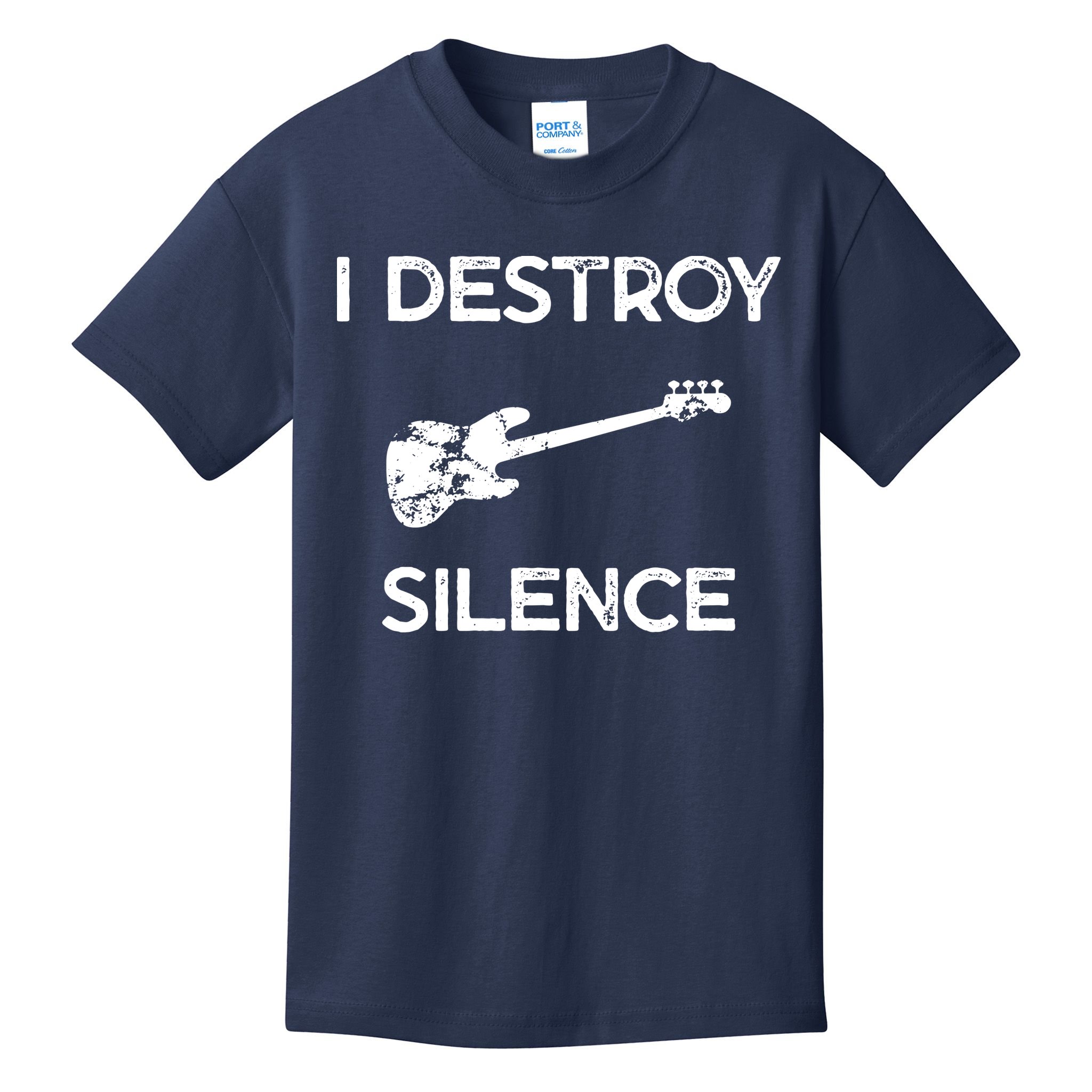 Funny Bass Guitar I Destroy Silence Kids T-Shirt
