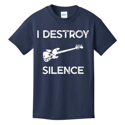 Funny Bass Guitar I Destroy Silence Kids T-Shirt