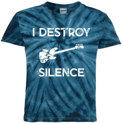 Funny Bass Guitar I Destroy Silence Kids Tie-Dye T-Shirt