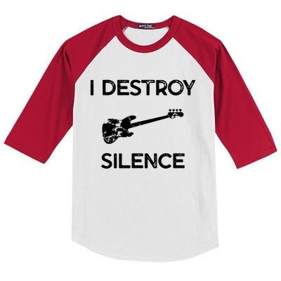 Funny Bass Guitar I Destroy Silence Kids Colorblock Raglan Jersey