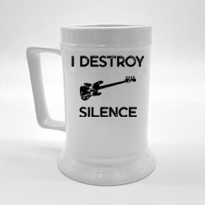 Funny Bass Guitar I Destroy Silence Beer Stein